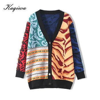 

2020 Mingzu style cardigan women's loose V-Neck long sleeve knitwear sweater coat spring and autumn medium long sweater over