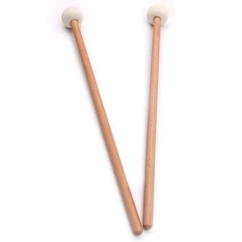

2 Pcs Timpani Mallet Drumstick Felt Head Wood Handle Anti-Slip Bass Drum Sticks Indispensable Accessory for Musical Instrument-A