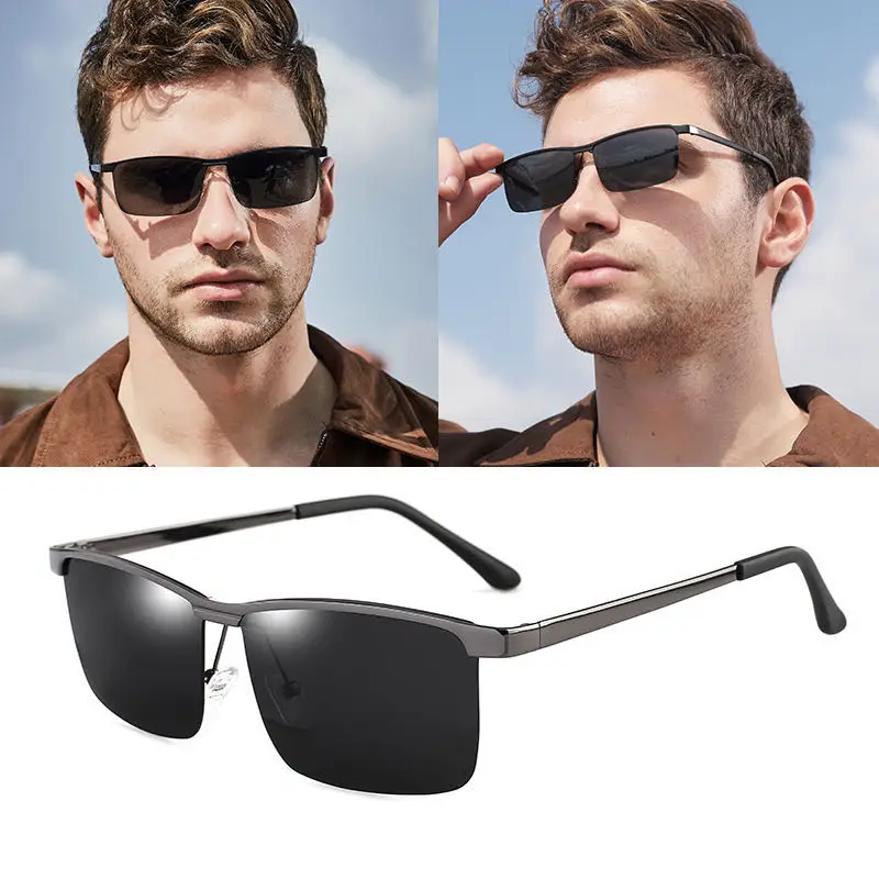 

Polarized sunglasses, men's driving mirror, metal color changing sunglasses, driver driving, night vision, day and night glasses