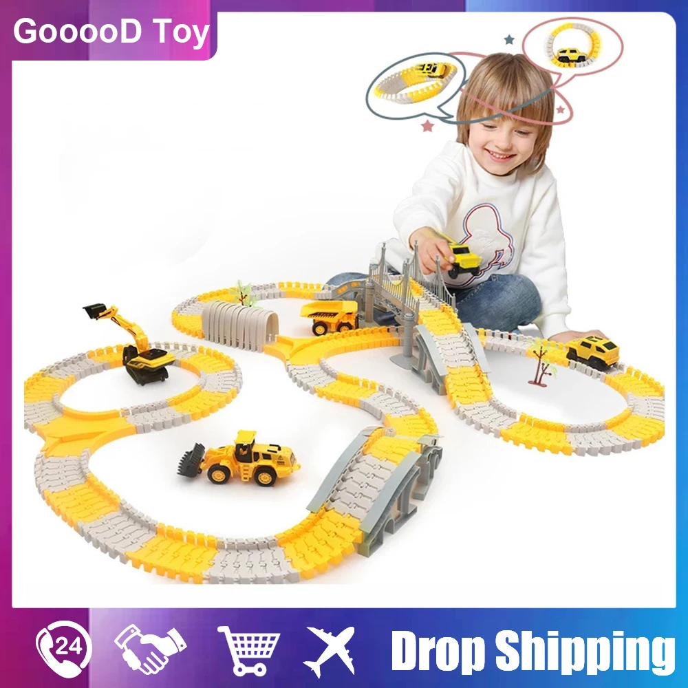 Diy Assembly Toys Electric Train Rail Railway Car Children's Engineering Truck Excavator Model Interaction Early Educational Toy kids assembly model plane toy glider airplane military early education collect planes developmental toys children boys gift