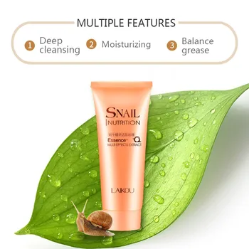 

LAIKOU Snail Facial Cleanser Anti Aging Rich Foaming Natural Organic Gel Daily Face Deep Pore Cleansing Skin Care 100g Cosmetics