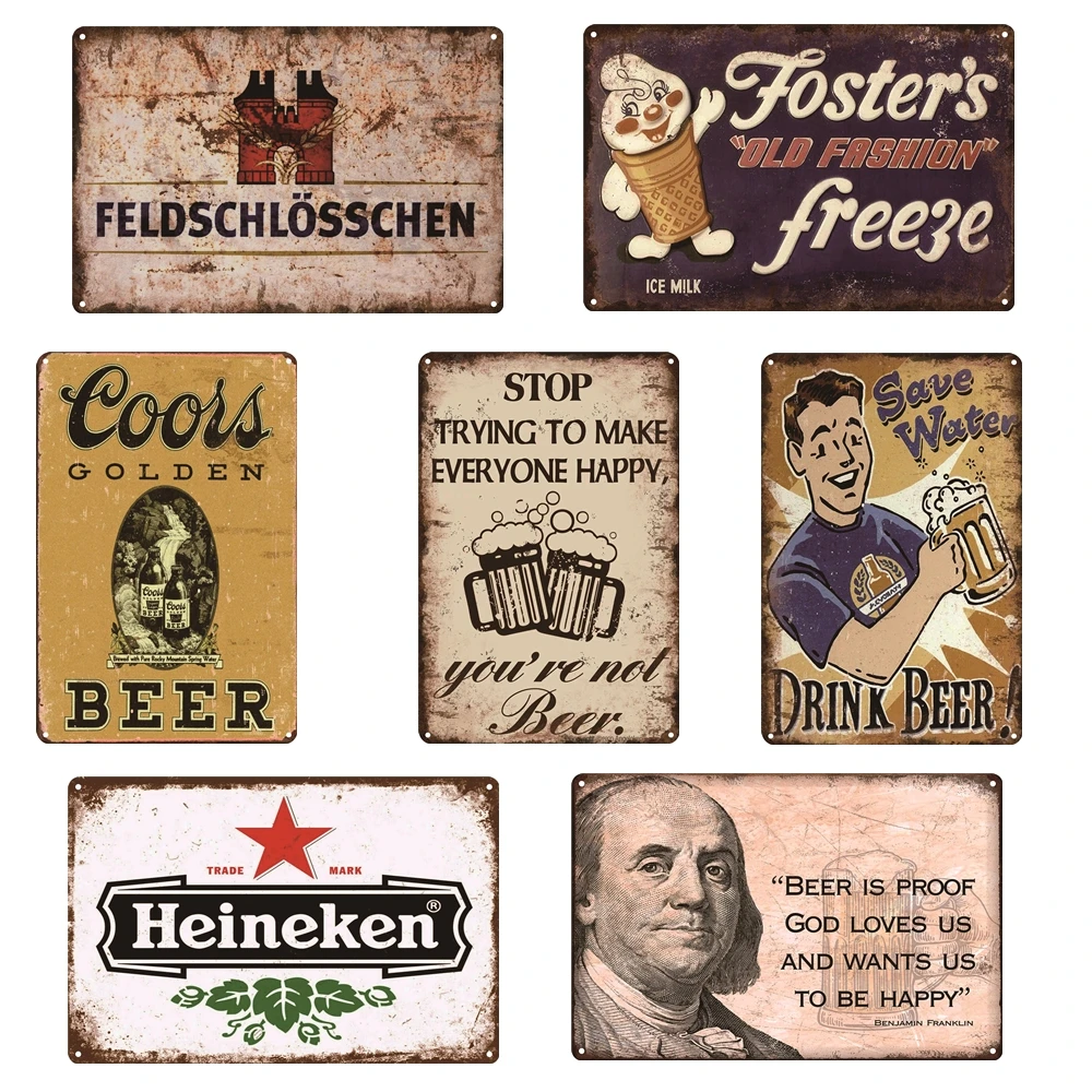 Vintage Beer Plaque Metal Tin Signs Iron Poster Paint Bar Club Wall Decorative Pub Plate Home Decor 20*30cm | Дом и сад