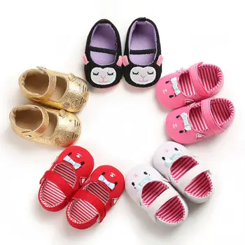 

Hot Cozy Boutique Newborn Baby Shoes Cute Animal Cat Princess Toddler Sneakers Anti-Slip Soft Sole Leather Kids First Walkers