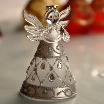 

2pcs/pack 5*8cm Mini Size Silver Series Glass Angel Party Event Decorative Festival Friend Gift Christmas Tree Pendant