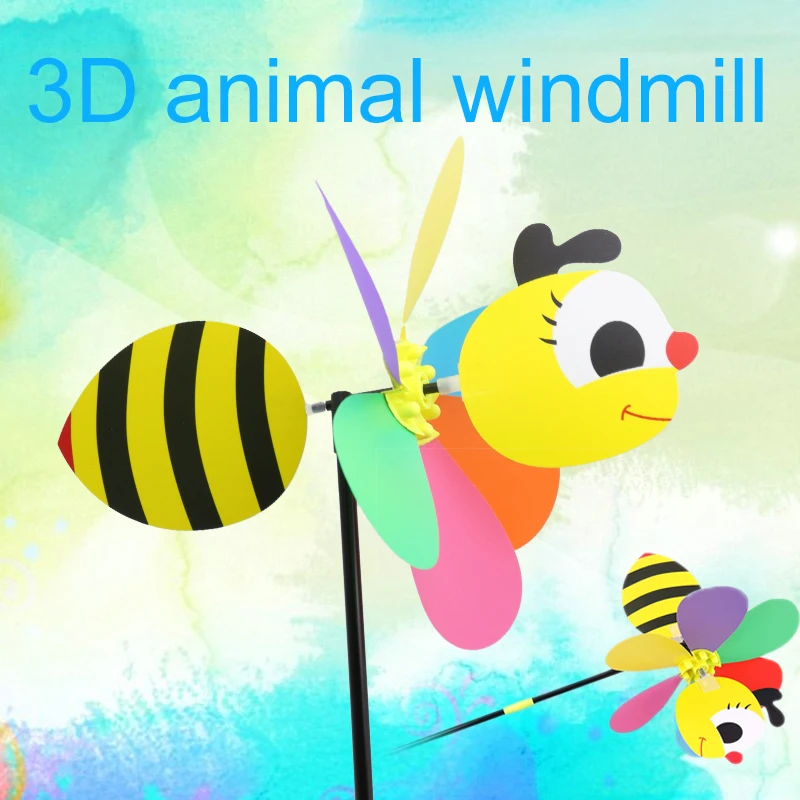 Цвет случайный 3D Pinwheel сад пластиковый ветряной Спиннер ветряная мельница