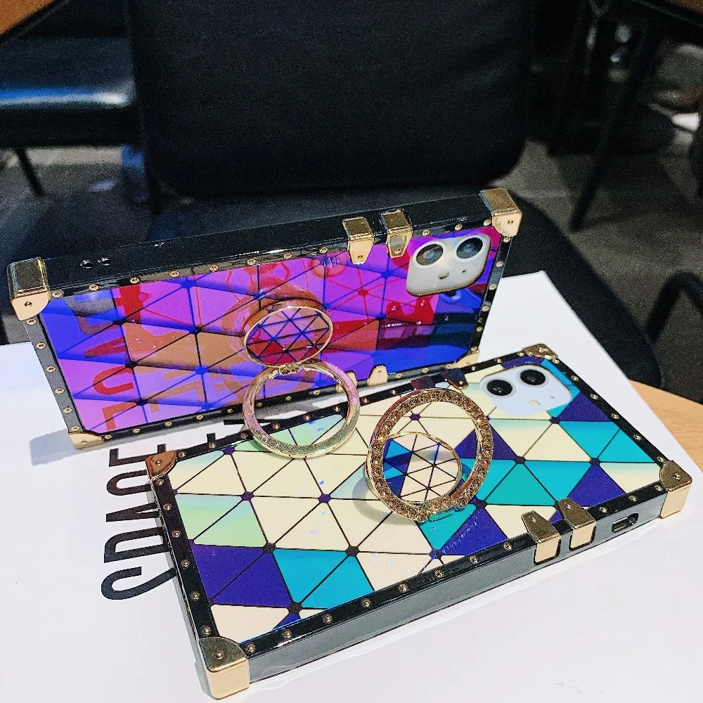 Funda For Xiaomi Mi9 Redmi7 Note7 K20 Case Colorful Diamond Pattern Shiny Ring Stand Square Cases For Redmi7 Note7 K20 Mi9 Cover (8)
