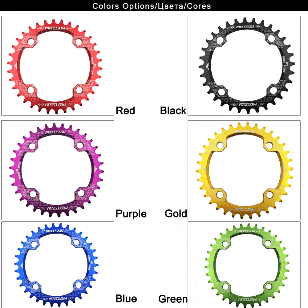 Bicycle Crank 104BCD Round Shape Narrow Wide 32T/34T/36T/38T MTB Chainring Bicycle Chainwheel Bike Circle Crankset Single Plate