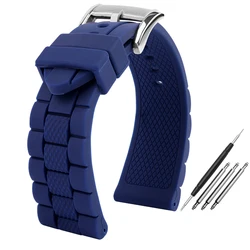 Silicone Waterproof Watchband - Black & Blue Angel Design, 20/23mm Strap - 23mm (Blue)