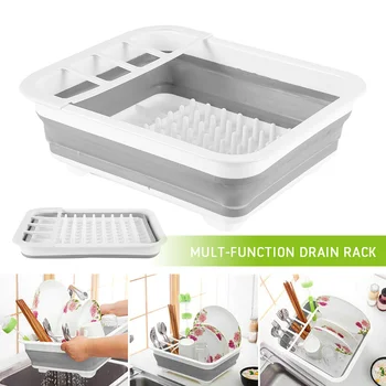 

Multifunction Kitchen Foldable Dish Drainer Rack Collapsible Bowl Drain Holders Tableware Holder Fruit Basket Organizer