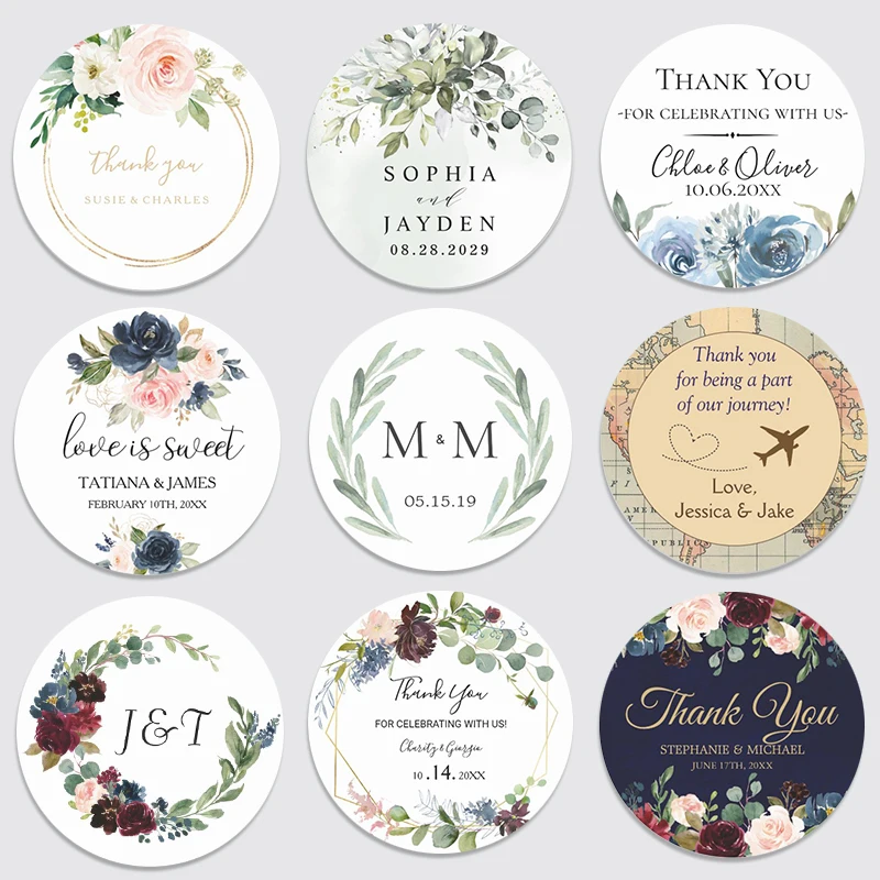 Personalized Round Circle Label Stickers,waterproof1.5~3inch Custom Name Date Thank You Stickers For Bridal Shower Party Favors - Party & Holiday Diy Decorations - AliExpress