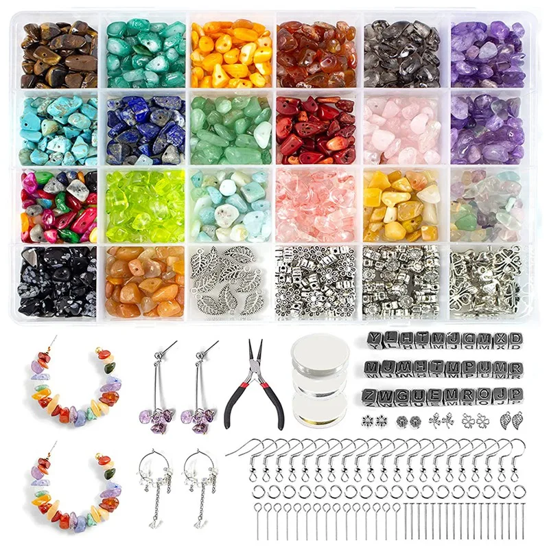 Making Kit Withgemstone DIY Earring Supplies With Letter Beads Friendship Bracelet Pendants Charms For |