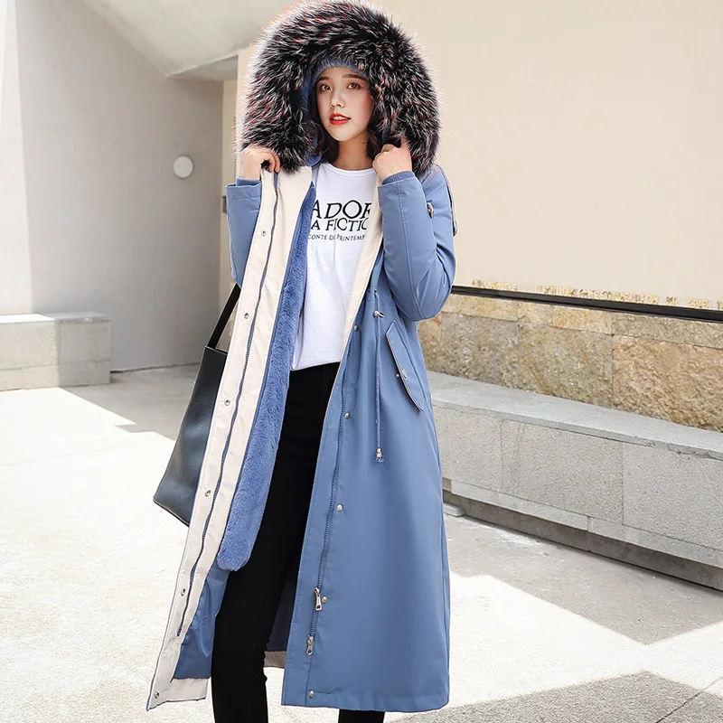 OECs/Коллекция года; сезон осень-зима; Цвет Красный; дизайнерская парка; удлиненная пуховая хлопковая одежда свободного кроя с хлопковой подкладкой в Корейском стиле; WO