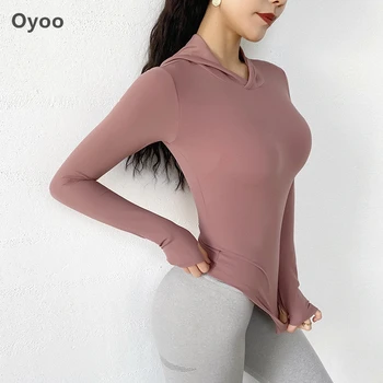

Oyoo Skin-friendly fabric Sweatshirt Super Soft Yoga Sport Top For Women Long Sleeve Running Hooded jacket Pink Sportswear