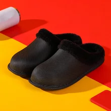 Зимняя плюшевая мужская обувь; теплые домашние тапочки; женская домашняя обувь из водонепроницаемого хлопка; Вьетнамки; пара тапочек; мягкие тапочки унисекс размера плюс