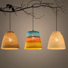 Креативный идиллический ротанг плетение пеньковый веревочный подвесной светильник Кофейня ферма Бар Ресторан Американская страна подвесная осветительная арматура