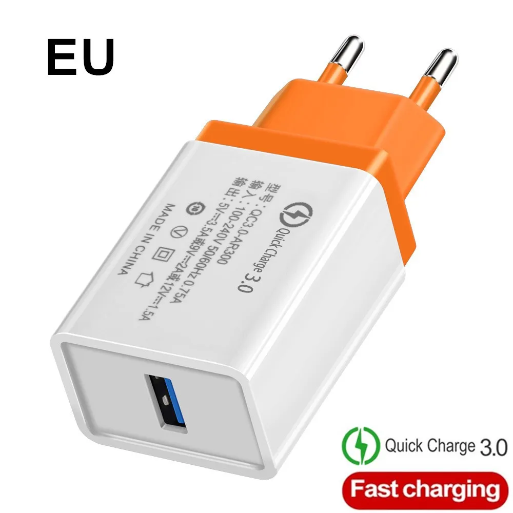Быстрая зарядка 3,0 USB зарядное устройство EU/US штепсельная Вилка для путешествий 5V 3.5A быстрое зарядное устройство адаптер для iphone Xiaomi huawei планшеты зарядное устройство для телефона - Тип штекера: EU Orange