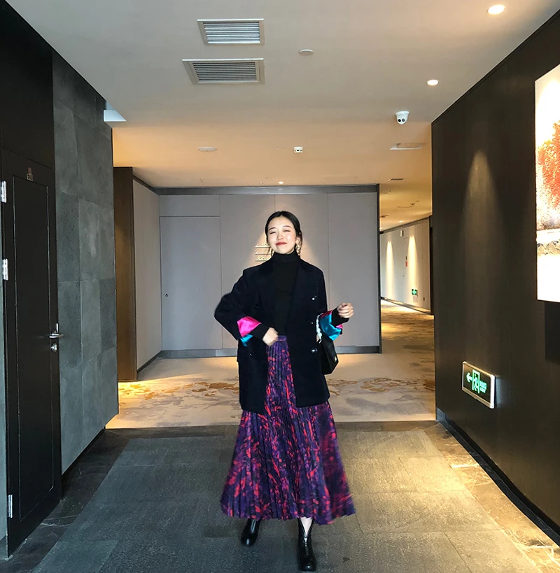 Стиль контрастного цвета с рукавами-крылышками маленький костюм ретро вельветовый костюм пальто