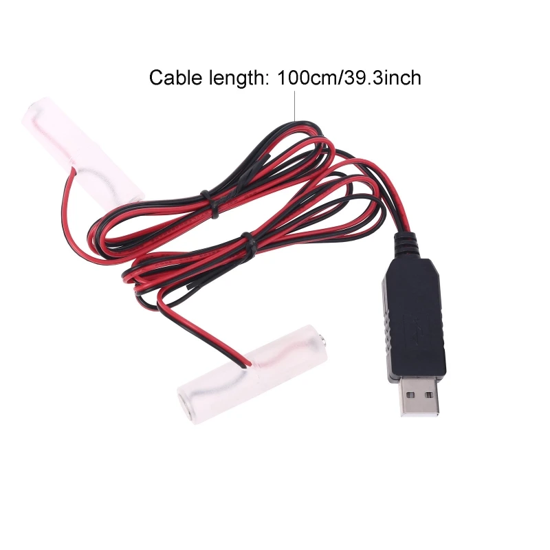 

1m USB Type C to Dual LR6 AA Battery Eliminator Power Supply Cable for LED Light X3UB