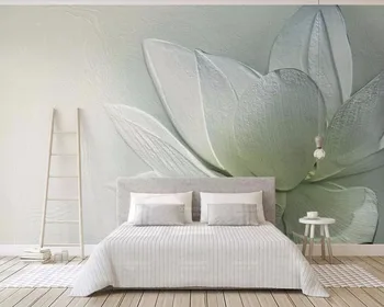 

CJSIR Custom Wallpaper 3d Three-dimensional Embossed Lotus Lotus Embossed Small Fresh TV Background Wall Mural 3d Wallpaper
