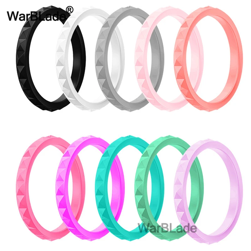 WarBLade Food Grade FDA Silicone Rings 3mm Thin Stackable For Women Wedding Rubber Bands Hypoallergenic Silicone Finger Ring