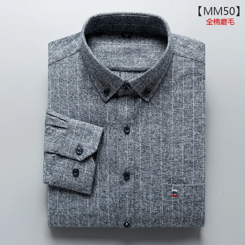 MM50 Плюс-Размер 5XL 6XL 7XL 8XL подушки из чистого хлопка в клетку модные рубашки с длинным рукавом для мужчин толстый парень дизайн формальный Social 110 кг 120 кг 130 кг - Цвет: MM50