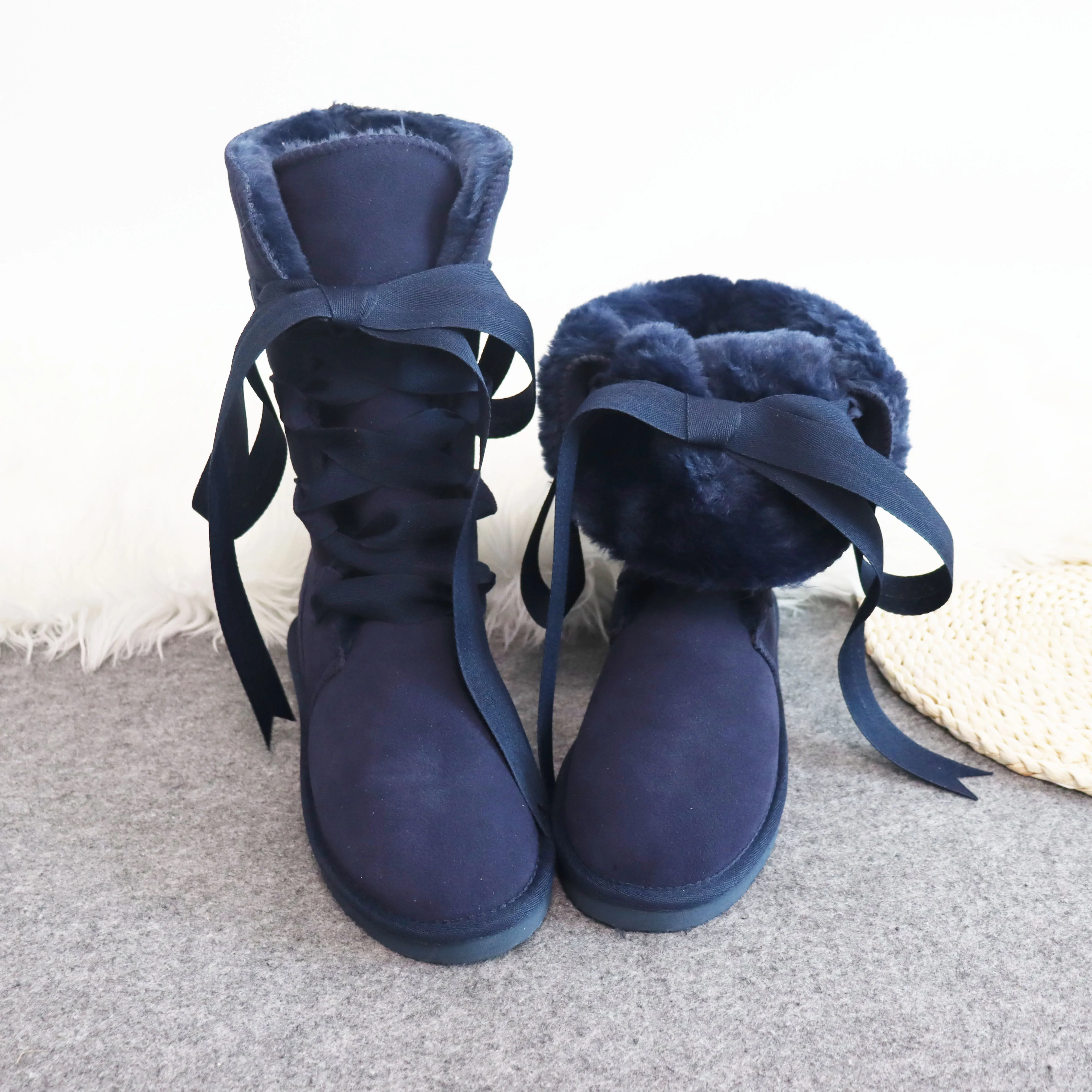2020 Новое поступление Зимние женские сапоги на шнуровке Mujer Botas из натуральной