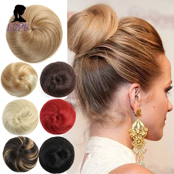 

LUPU Donut Chignon Scrunchie With Elastic Band Clip In Synthetic Hair Extensions High Temperture Fiber Donut Roller Hairpieces