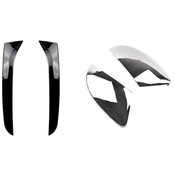 

2 Chrome Car Rear-View Mirror Trim Cover Side Door Rearview Cover with Rear Side Wing Roof Spoiler Stickers Trim Cover