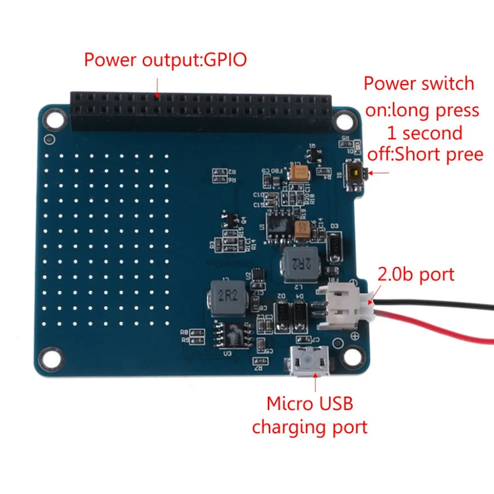 1 шт. UPS HAT Board+ 2500 мАч литиевая батарея для Raspberry Pi 3 Model B/Pi 2B/B+/A+ плата модуль Прямая поставка