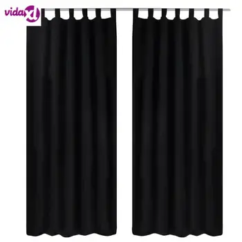 

VidaXL 2 Pcs Black Micro-Satin Curtains With Loops 140 X 245 Cm Blackout Curtain Bedroom Dropshipping V3