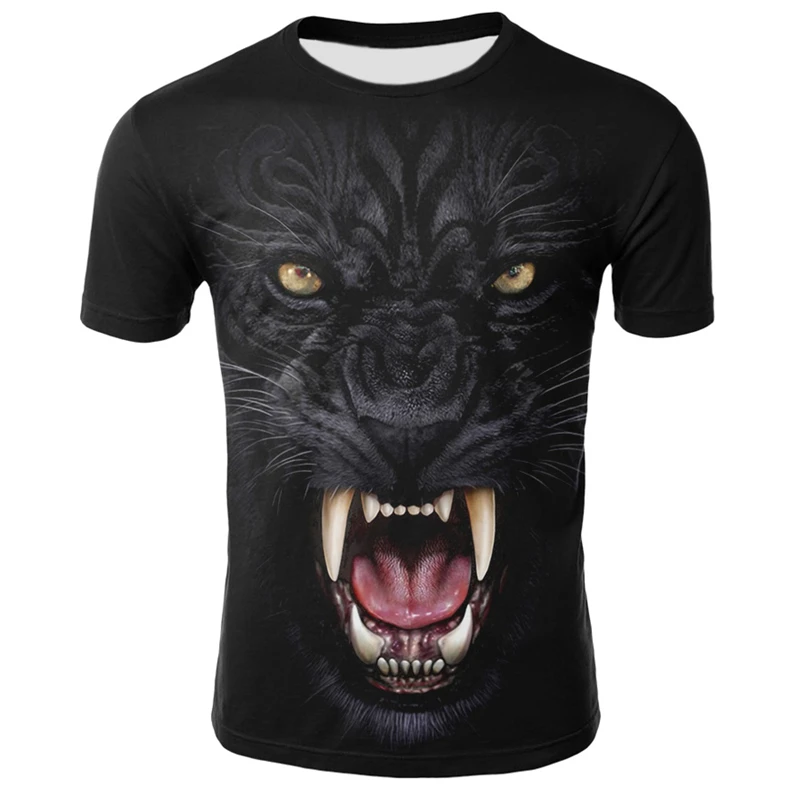 

3D Skull Print Tshirt Fashion Men's Clothing Summer Casual Short Sleeve Animal Pattern Tops Tee Deer Printed T-shirts