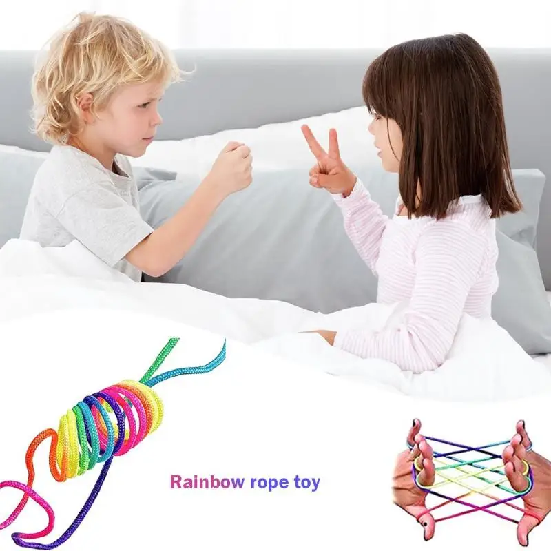 Kids Children Finger Rope Game Rainbow Color Thread Various Figures Puzzle Toy Clear Texture Strong Durable Bright Color