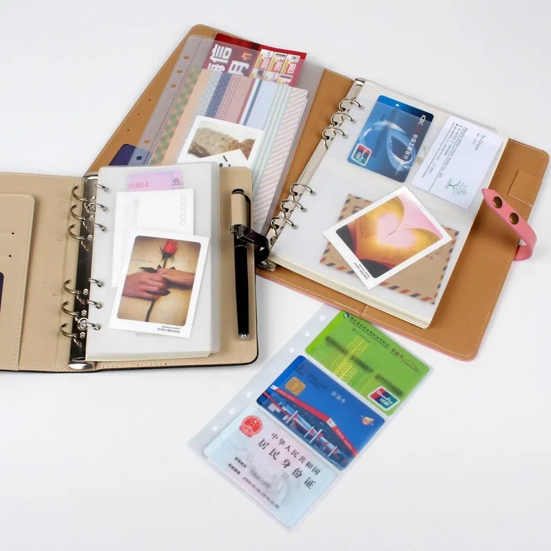 A4/A5/A6/A7/B7 Thick 6-hole transparent information Bags loose-leaf Storage Bag card Bag DIY Loose-leaf Accessories Pouche 10pcs file bag office folder binder folder