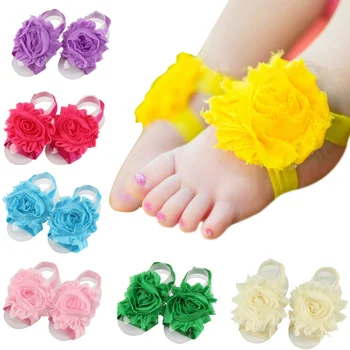

Baby Newborn Barefoot Foot Flower Band Girl Photo Prop First Walker Barefoot Sandals Anklets Kids Socks