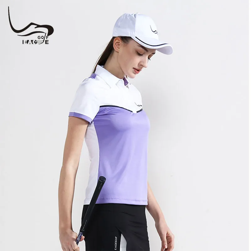 EAGEGOF Ladies Golf wear Short sleeve Summer Women's golf shirts anti-UV girl Sportswear fashion golf clothing