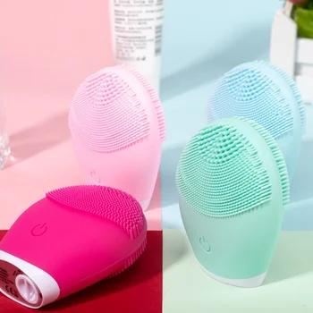 

Rechargeable Ultrasonic Vibration Electric Facial Cleansing Brush Silicone Sonic Face Cleansing Brush Black Head Remover Cleaner