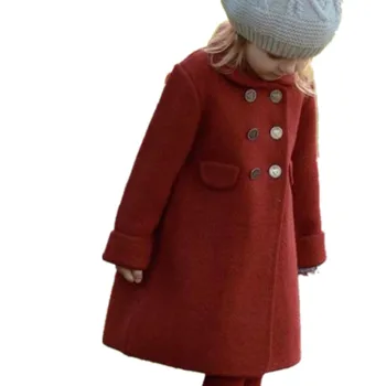 

Baby girl vintage Spanish princess woolen coat autumn winter double breasted kids fashion overaocat