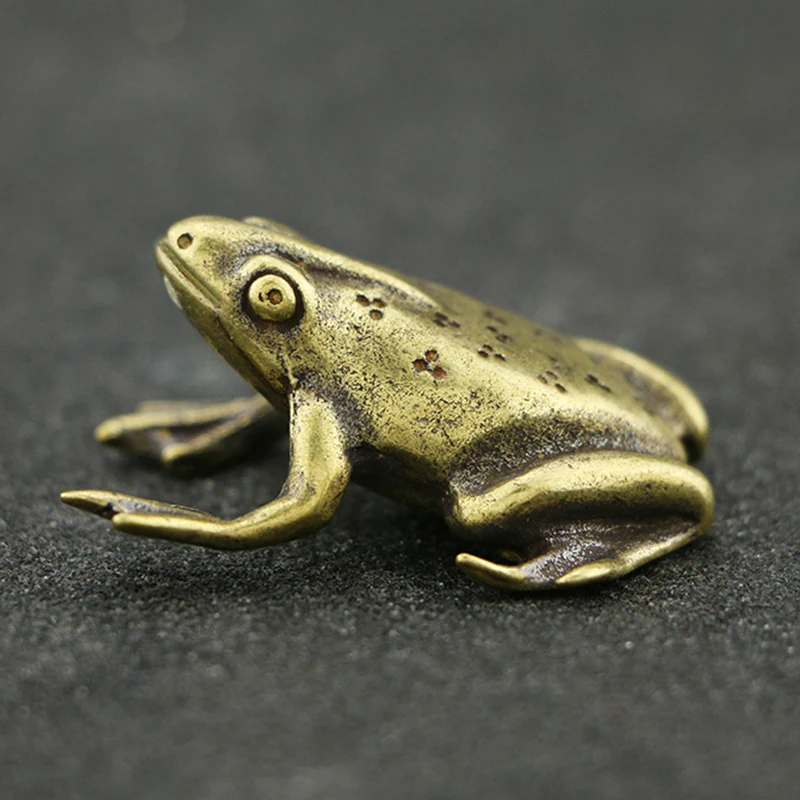 

1X Handmade Crafts Retro Brass Frog Mini Animal Ornaments Small Statue Figurine Miniature Home Office Desk Decor