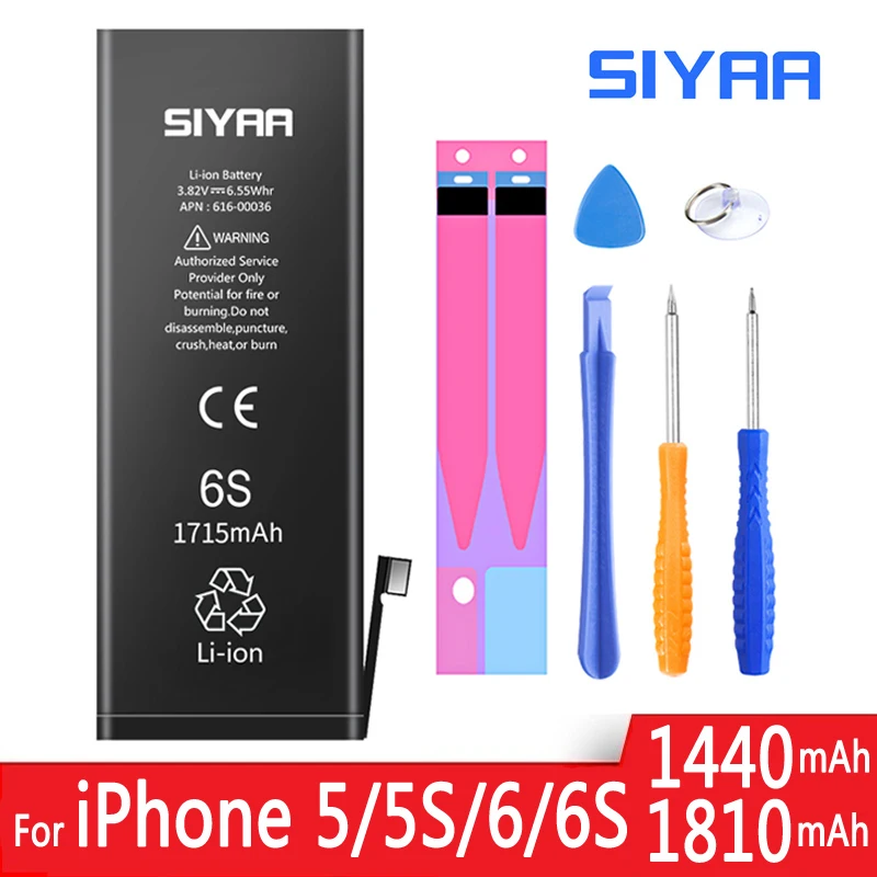 SIYAA батареи для Apple iPhone 5 6 6S 5S 4S Высокая емкость мобильный телефон акумуляторная