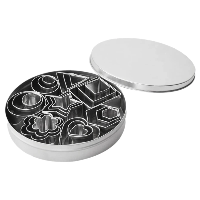 24 Pcs Mini Cookie Cutter Shape Set Cookie Mold Stainless Steel Pastry Dough Donut Clay Metal Baking Mold Cake Mold Tool afbeelding