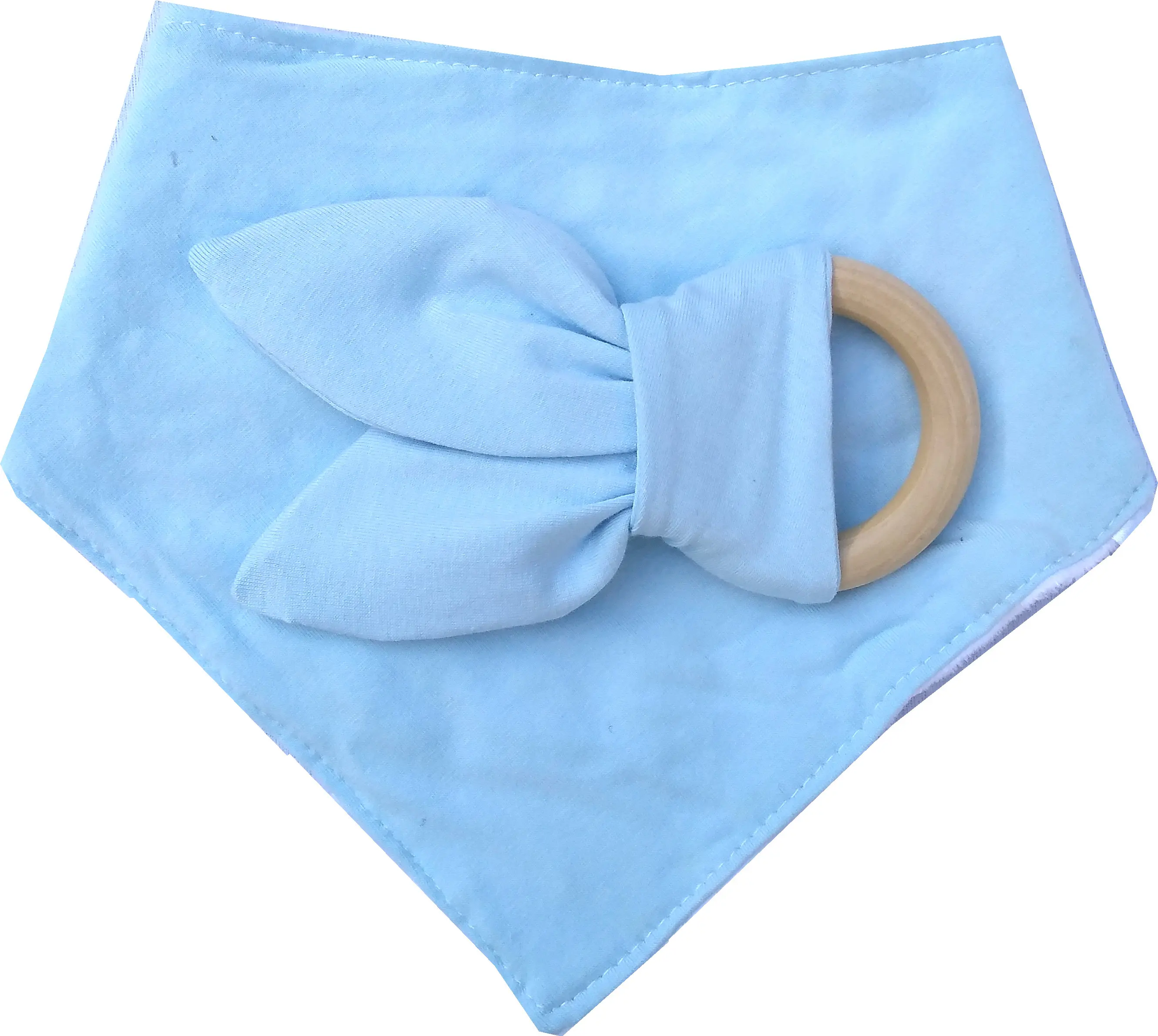 light blue Набор зубных слюнявчиков с заячьими ушками, тканевый прорезыватель, тканевый и деревянный Прорезыватель для зубов с рифленым материалом и слюнявчиками - Цвет: light blue