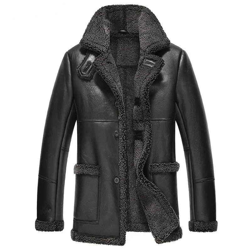 AYUNSUE, зимняя мужская куртка из натуральной кожи, пальто из натурального овечьего меха, мужская куртка из овчины, кожаные пальто ST14A2508 KJ3629