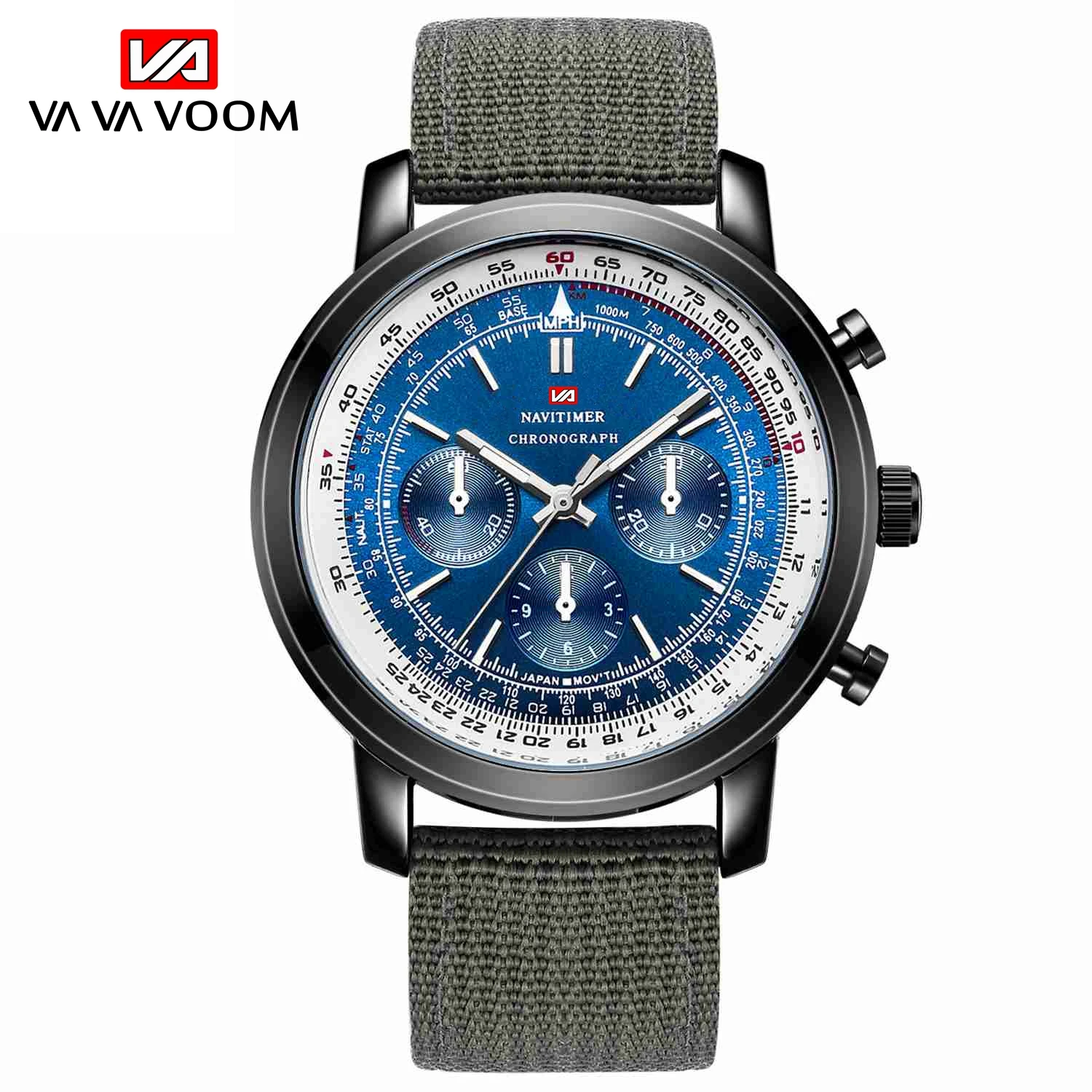 Airplane Sports Military Blue Dial Pilot Calendar Men Wristwatch Chronograph Fashion Casual Brand Army Brown Leather Watches 