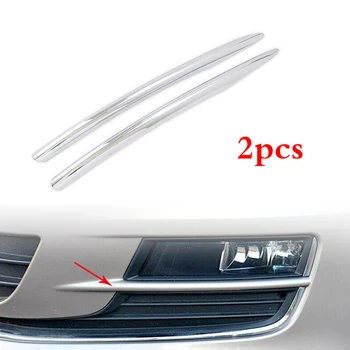 

2 Pcs Silver Front Fog Light Lamp Covers Trim ABS Chrome Strip Sticker Auto Decoration Accessories For VW Golf 7 Mk7 2013-2017