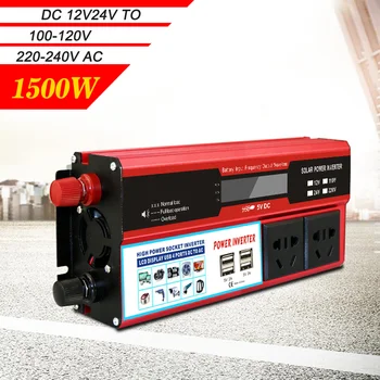 

Car Inverter Power Inverter Vehicle Power Converter Universal Modified Sine Wave 1500W DC 12V to 220V AC + LCD Display