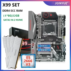 JINGYUE – carte mère X99, Kit de RAM DDR4 ECC 32 go (4x8), avec processeur E5 2011 V3, LGA 2666 3, prise en charge M.2 NVME TANIUM D4 