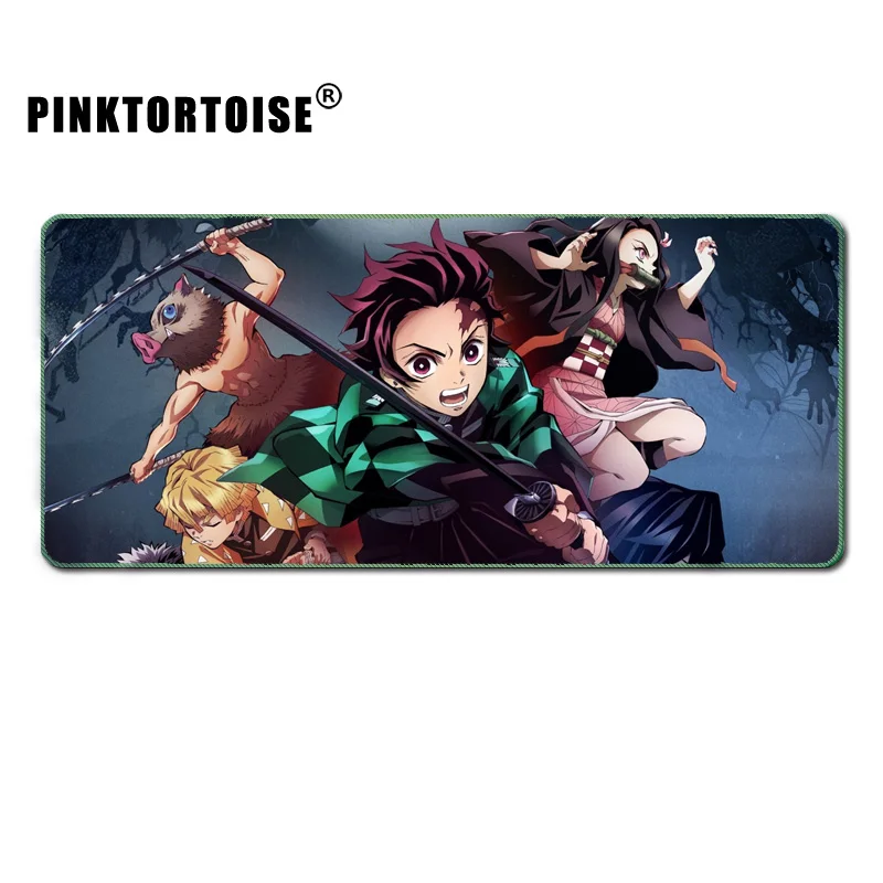 PINKTORTOISE большой коврик для мышки с аниме Demon Slayer Kimetsu no Yaiba Противоскользящий натуральный каучук игровой коврик для мыши с запирающим краем