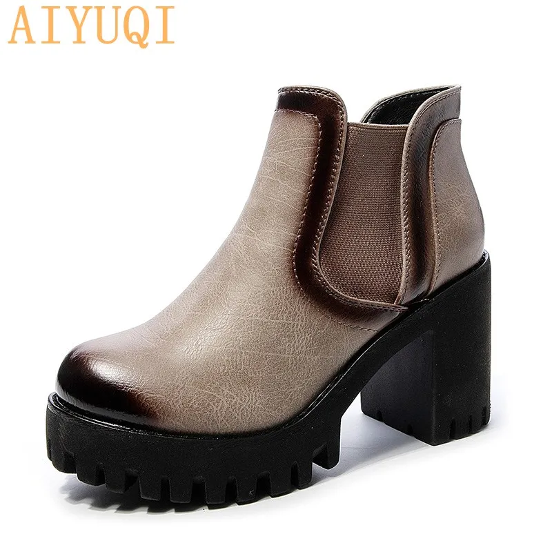 High heel women 2020 spring newAIYUQI Martin Boots Women's British Wild Thick Heel Women's Shoes Casual Ladies' Ankle Boots