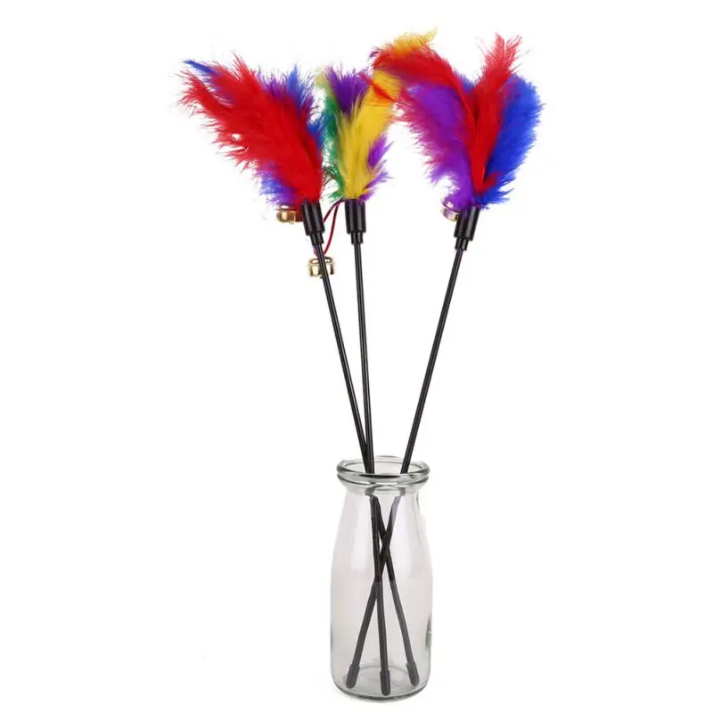 

3pcs Color Feather Cat Toy Long Pole Teasing Cat Stick 65cm Color Random Pet Interactive Rod Toy Kitten Supplies H1 x
