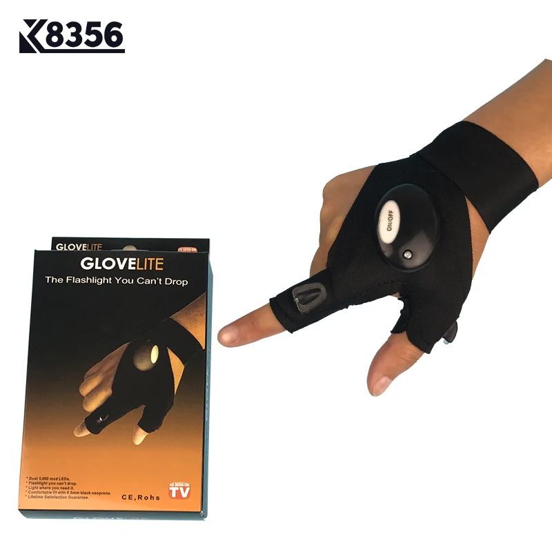 

K8356 Right hand Luminous Fishing Sport LED Light Gloves Winter Fishing Outdoor Repair Car Lighting Install Fish Bait Gloves